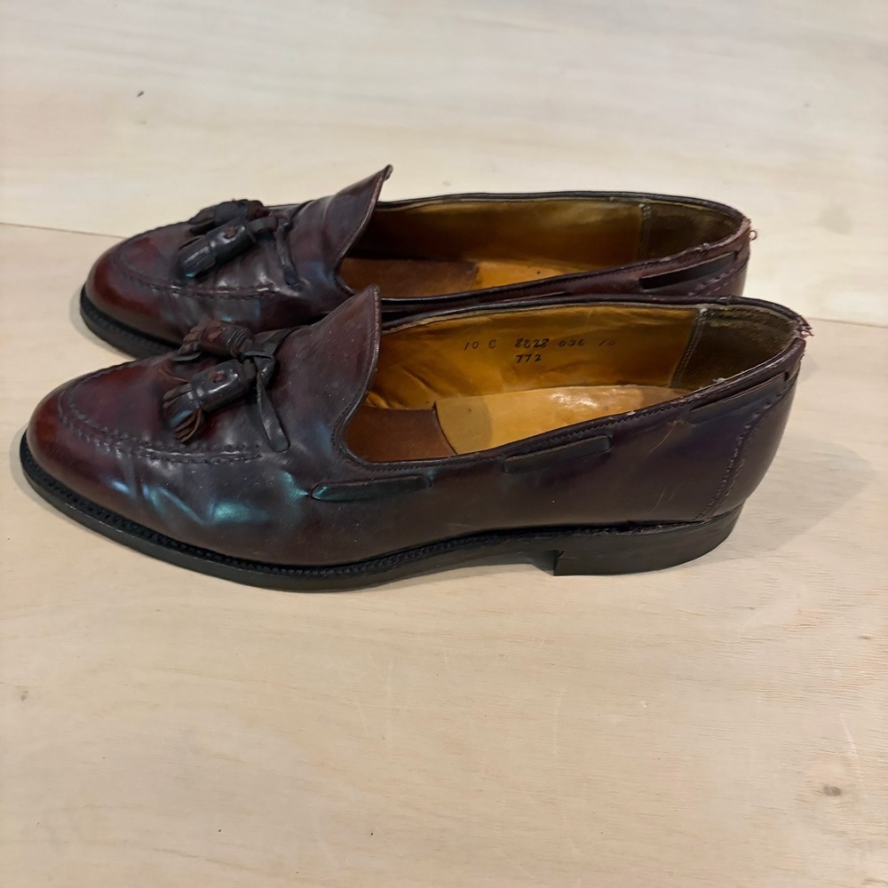 Peal & Co Brooks Brothers Tassel Loafers Mens 10 C Brown Leather Dress Shoes JR - Picture 3 of 9